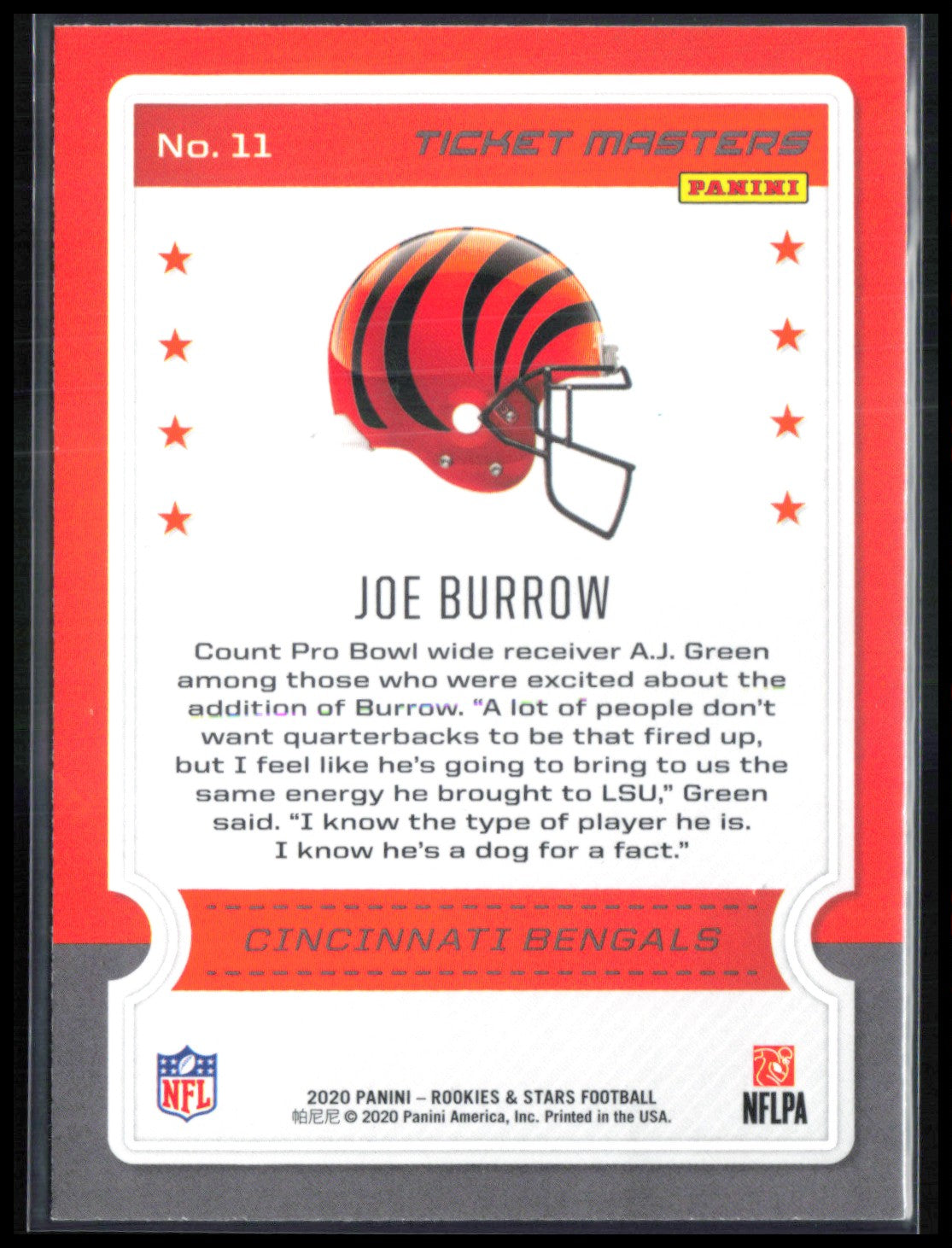 Joe Burrow RC Ticket Masters