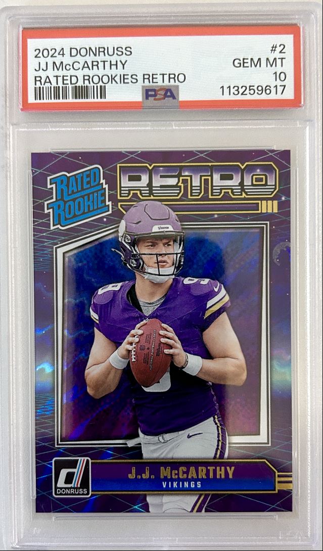 J.J. McCarthy RC 2024 Donruss Rated Rookies Retro PSA 10