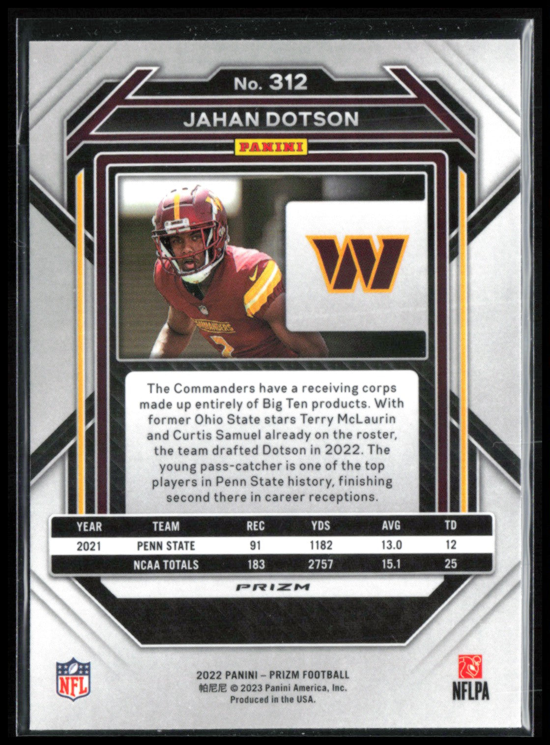 Jahan Dotson RC Silver