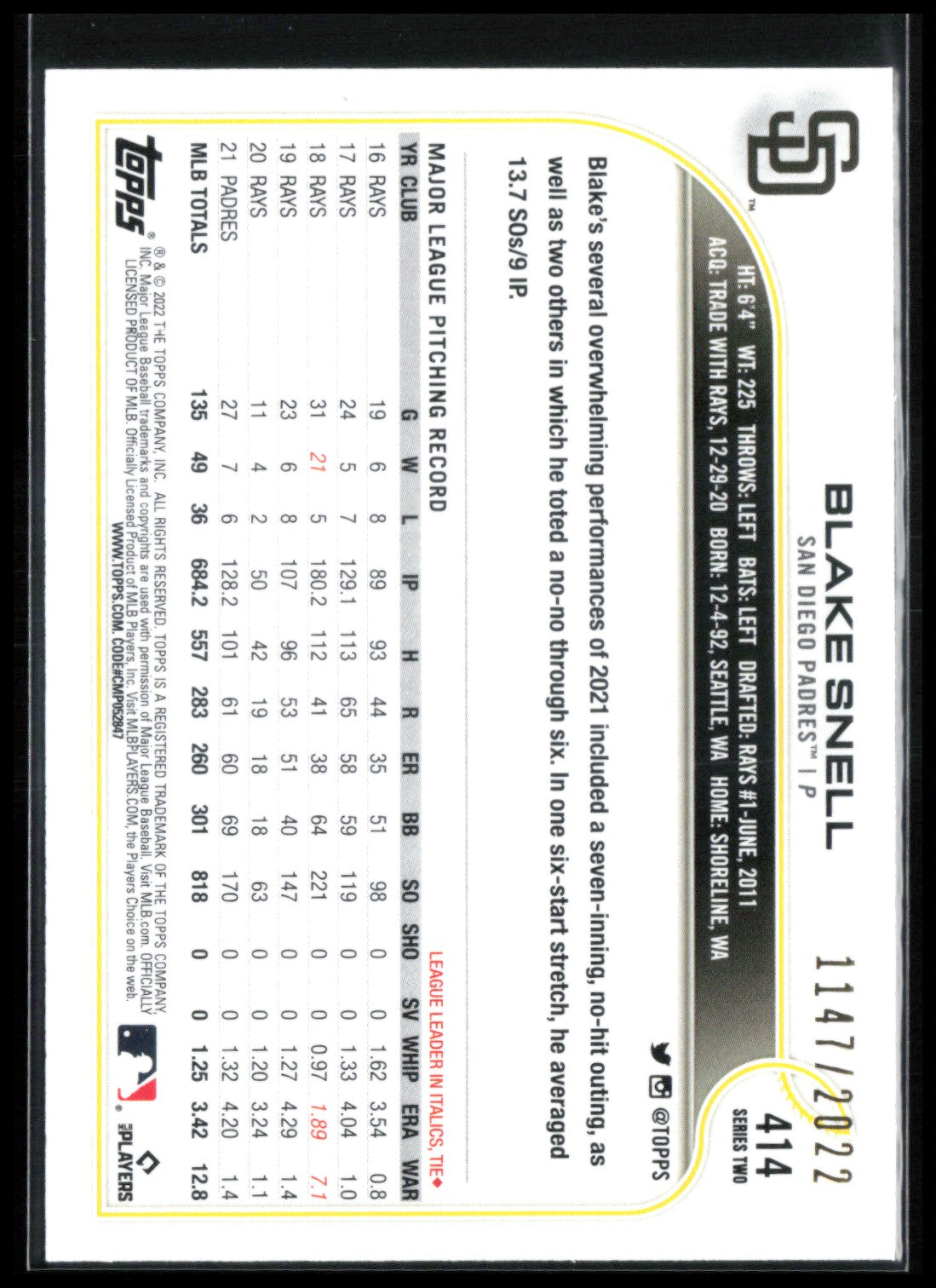 Blake Snell Gold /2022