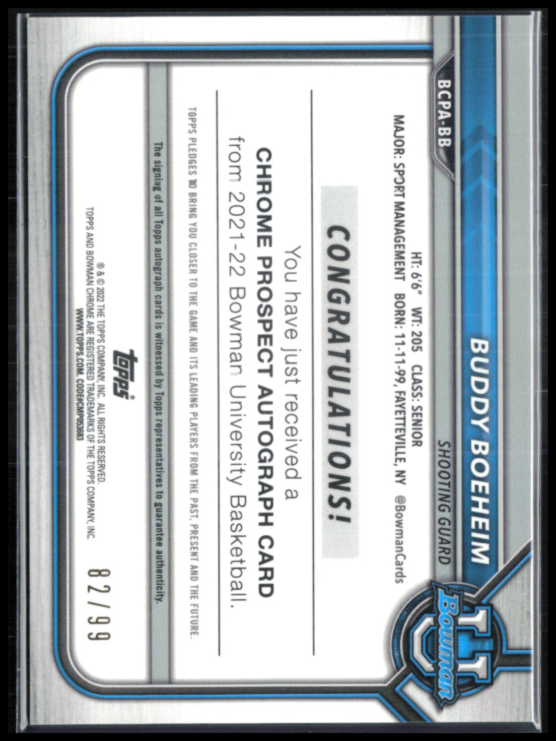 Buddy Boeheim 1st Bowman Auto Green Refractor /99