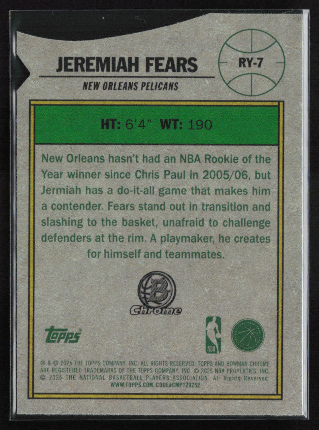 Jeremiah Fears RC Die-Cut