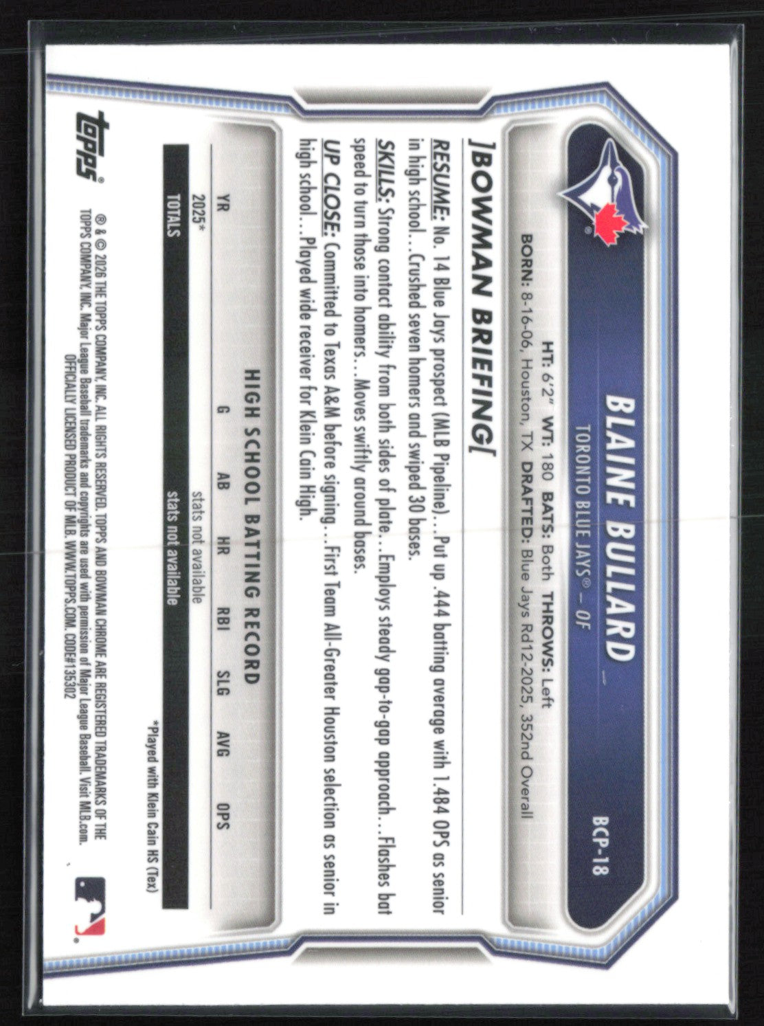 Blaine Bullard 1st Bowman X-Fractor
