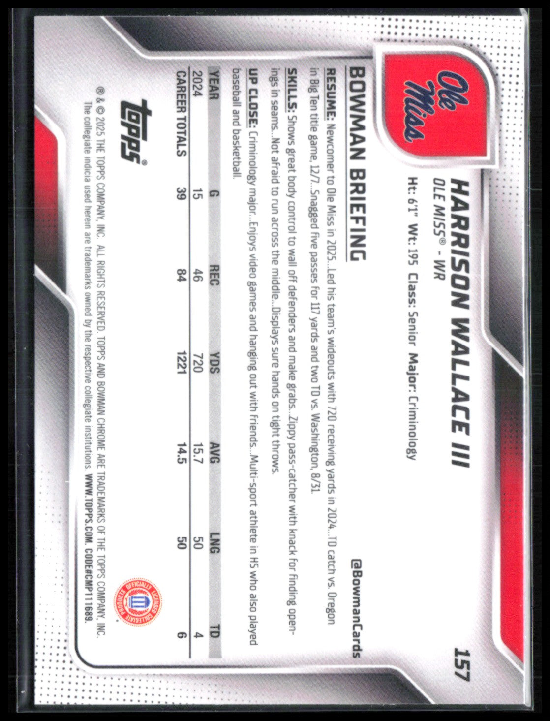 Harrison Wallace III 1st Bowman Green Shimmer /99
