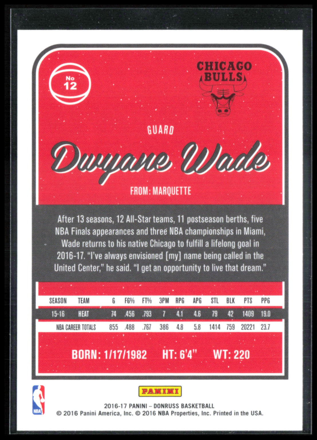 Dwyane Wade 2016 Donruss