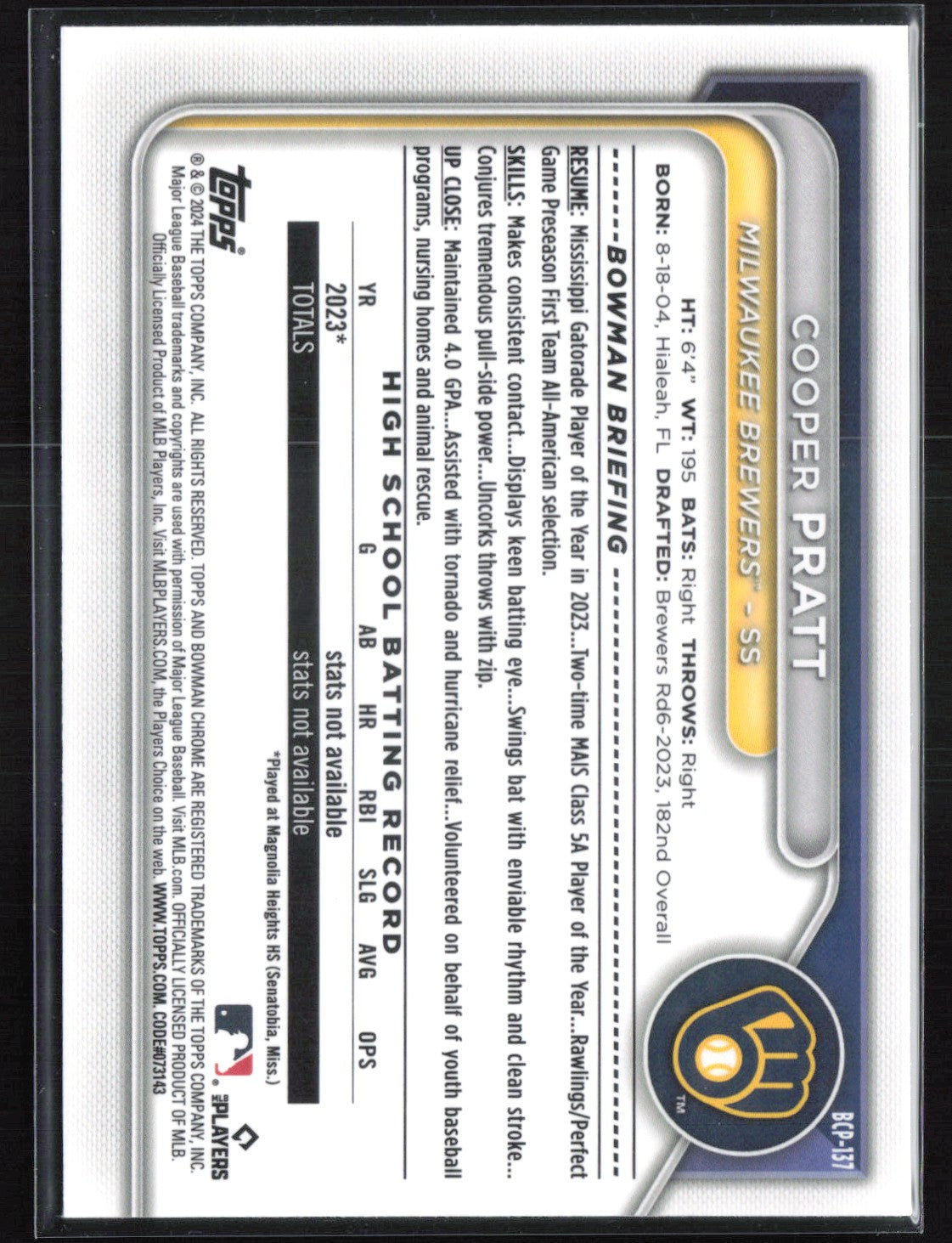 Cooper Pratt 1st Bowman