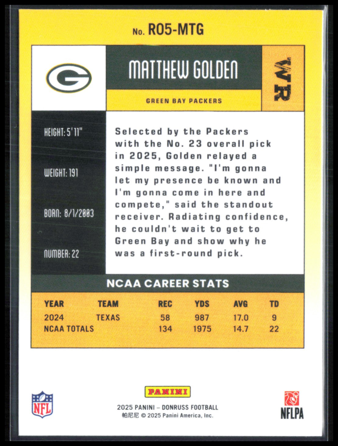 Matthew Golden RC