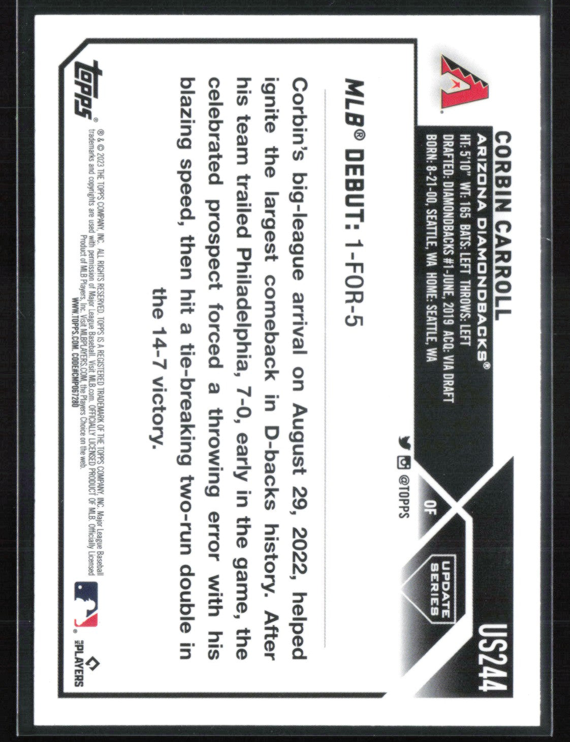 Corbin Carroll RC Debut