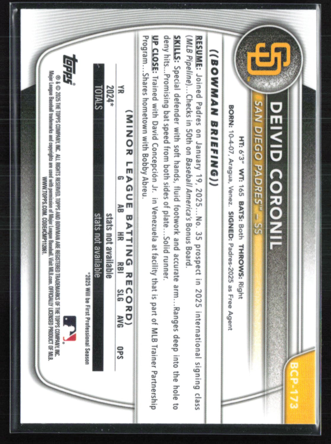 Deivid Coronil 1st Bowman