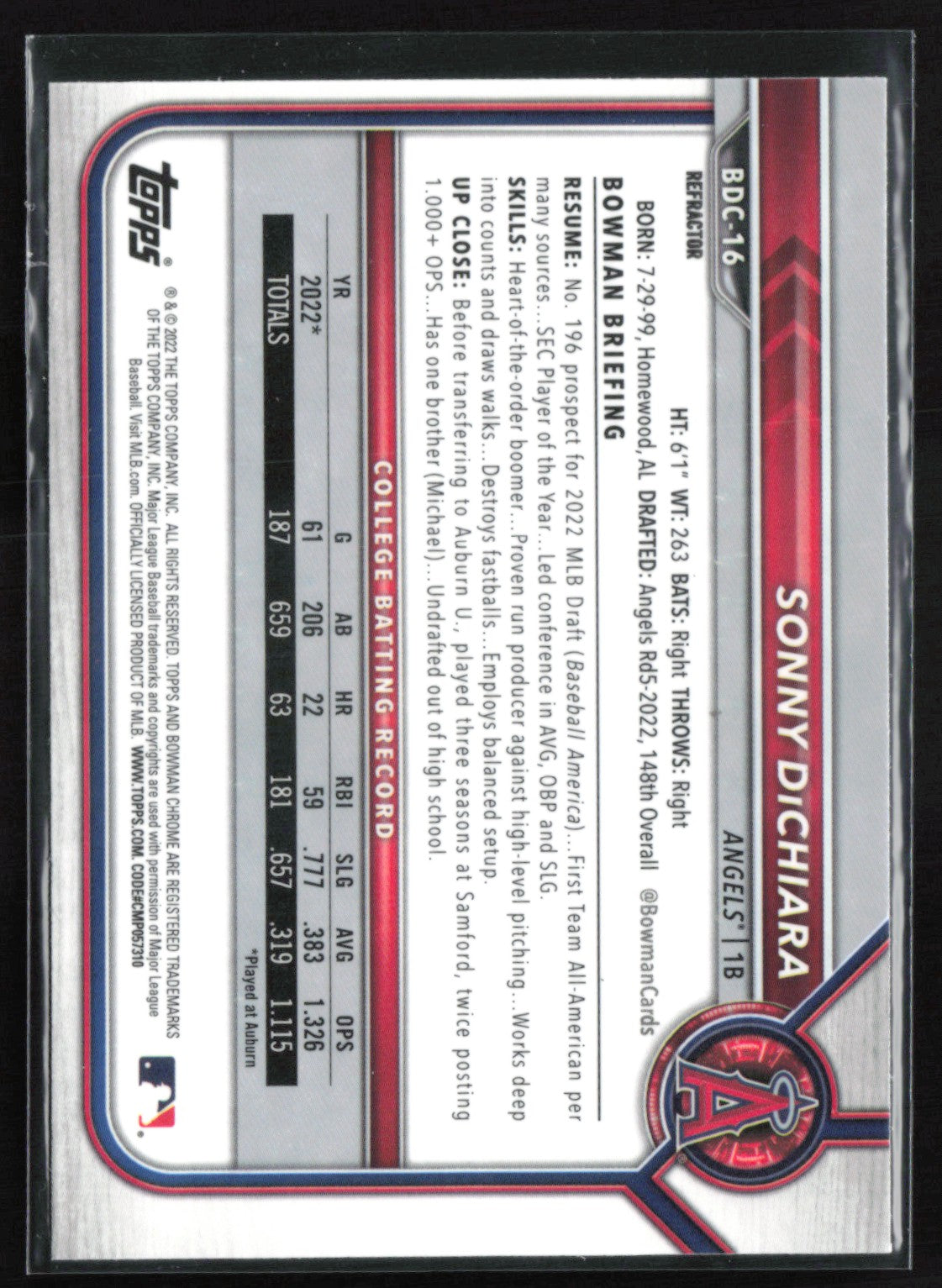 Sonny DiChiara 1st Bowman