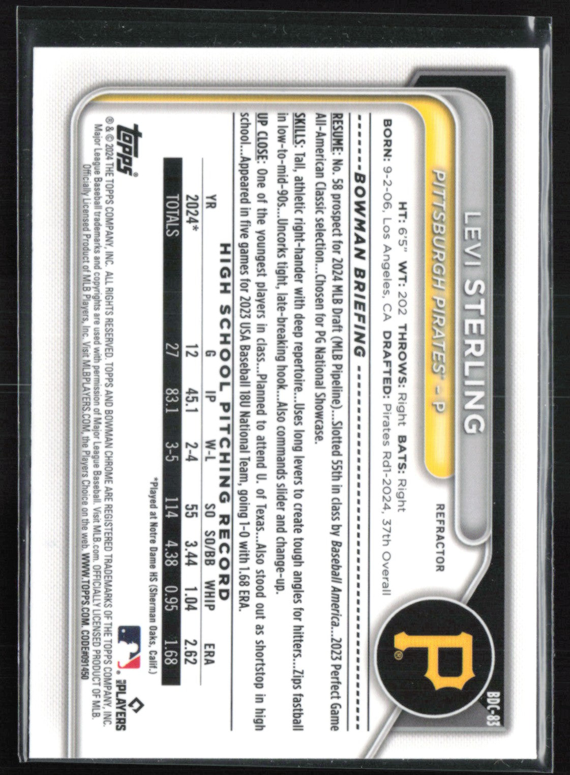 Levi Sterling 1st Bowman Refractor