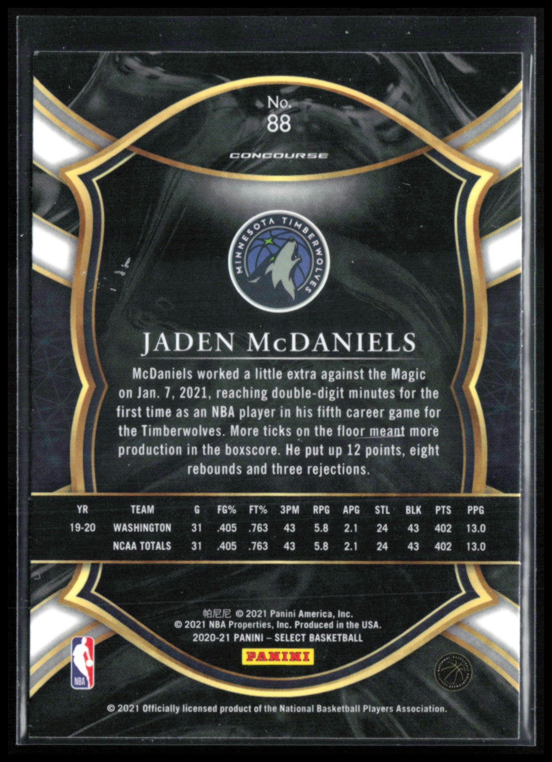 Jaden McDaniels RC