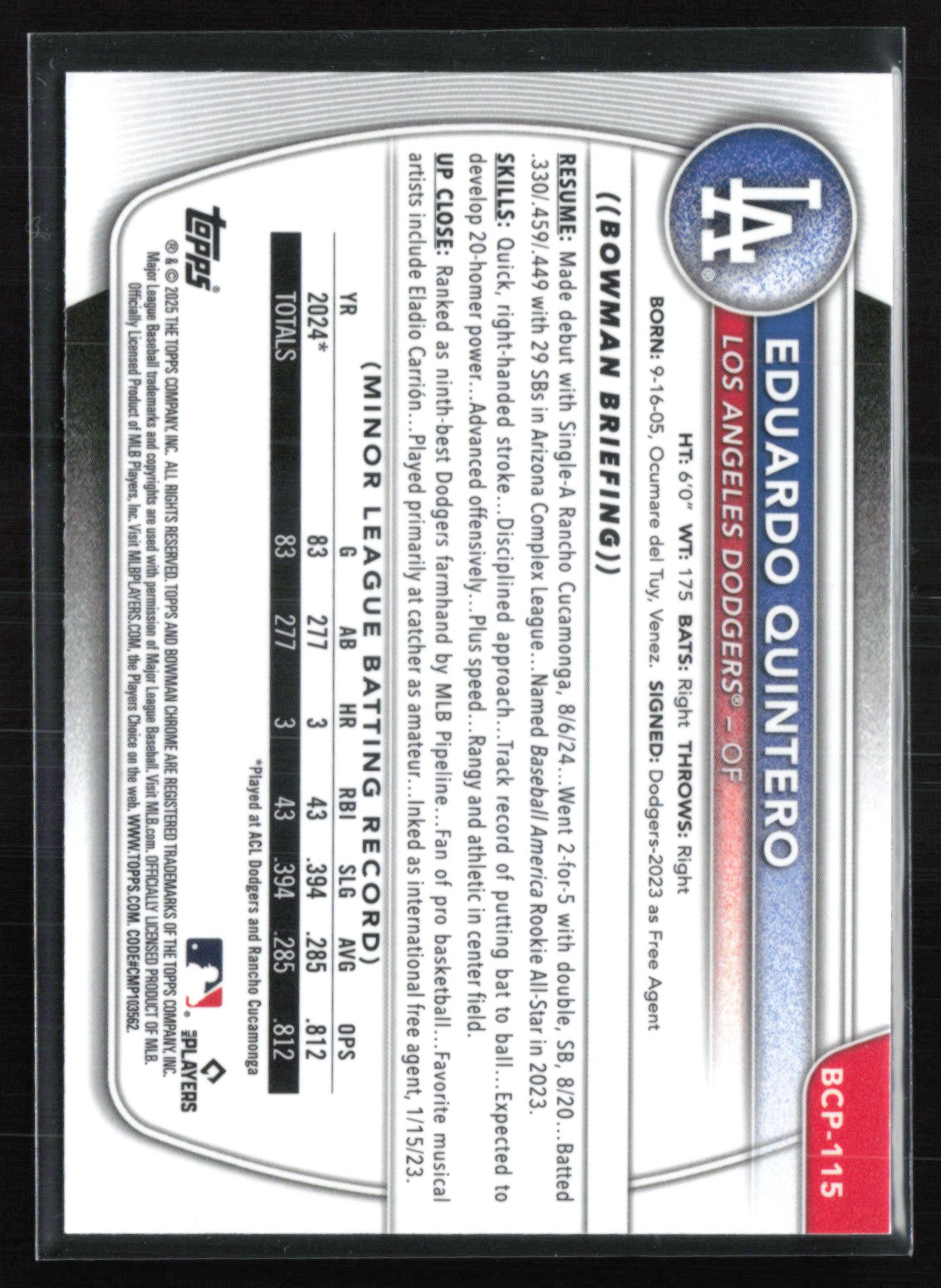 Eduardo Quintero 1st Bowman Mojo