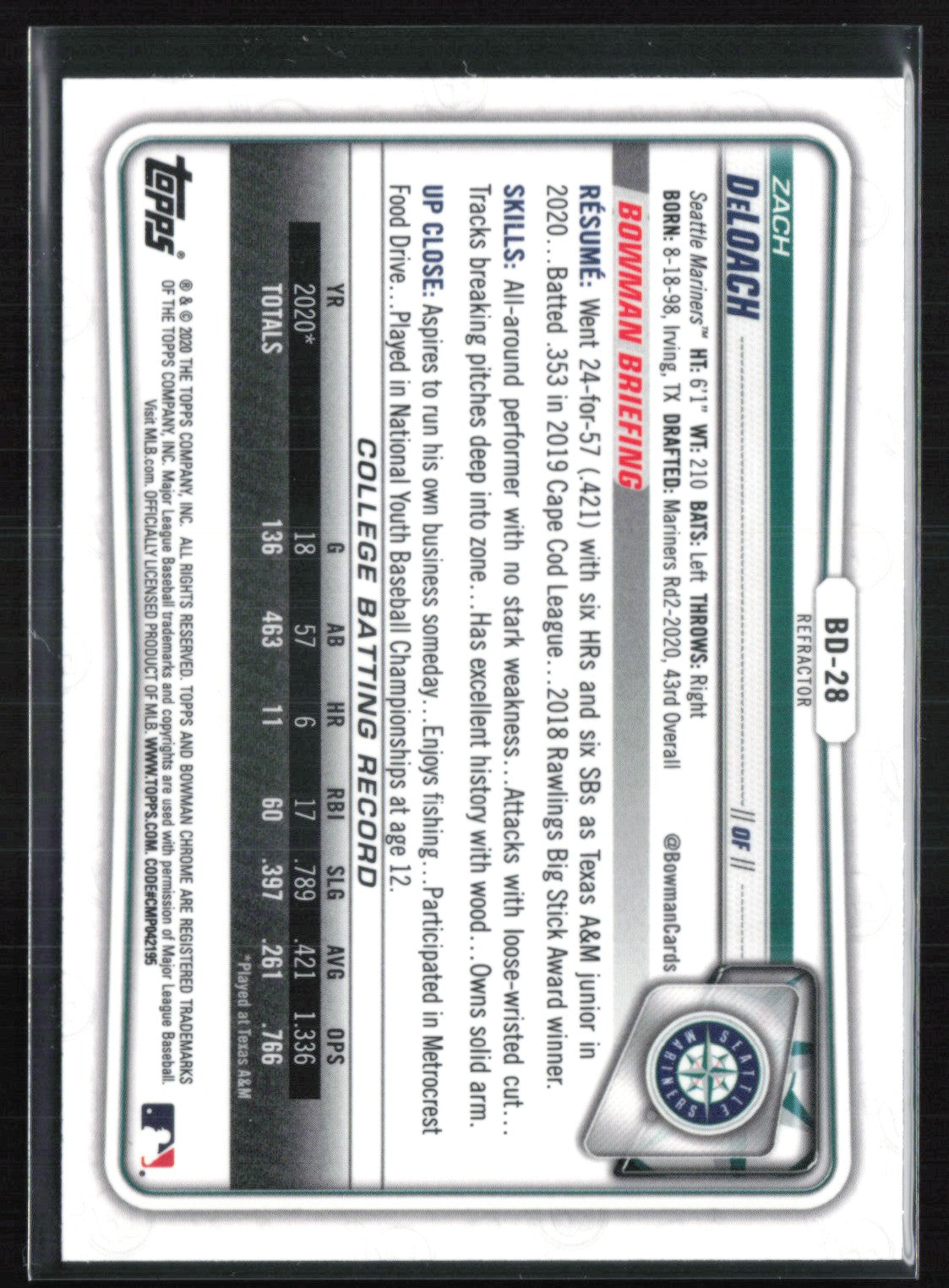 Zach DeLoach 1st Bowman Refractor