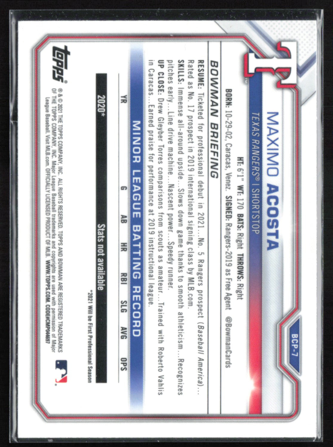 Maximo Acosta 1st Bowman Mojo