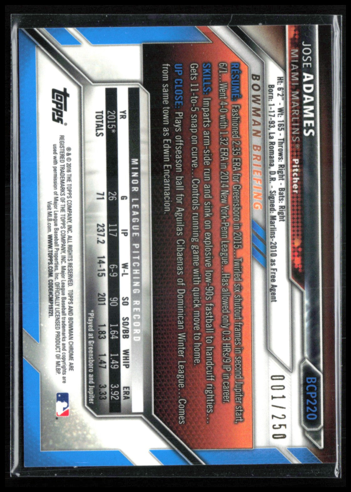 Jose Adames 1st Bowman /250