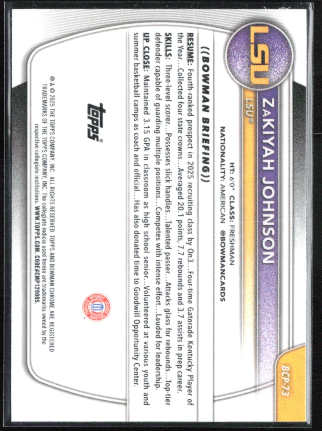 ZaKiyah Johnson 1st Bowman Mojo