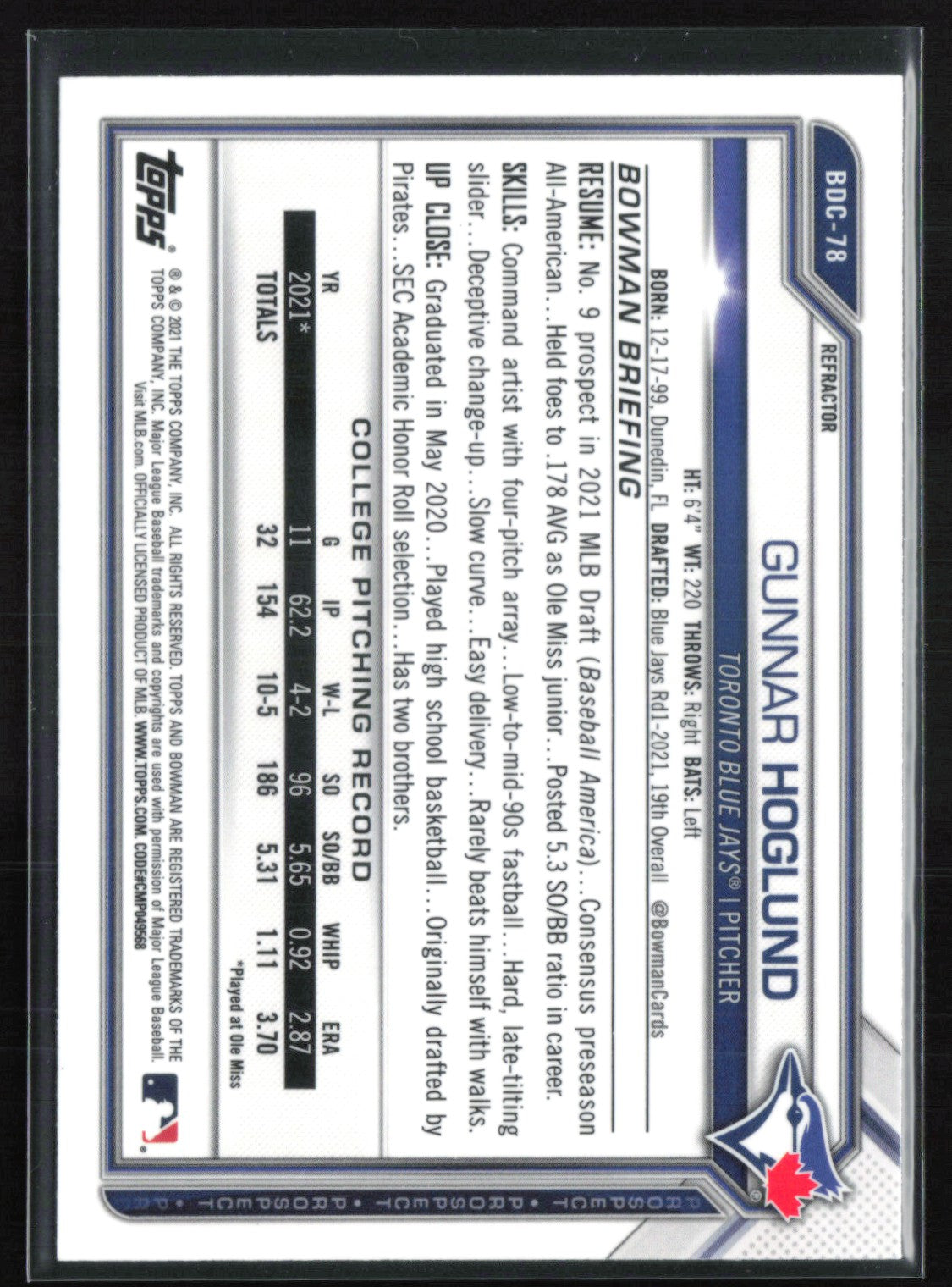 Gunnar Hoglund 1st Bowman Refractor