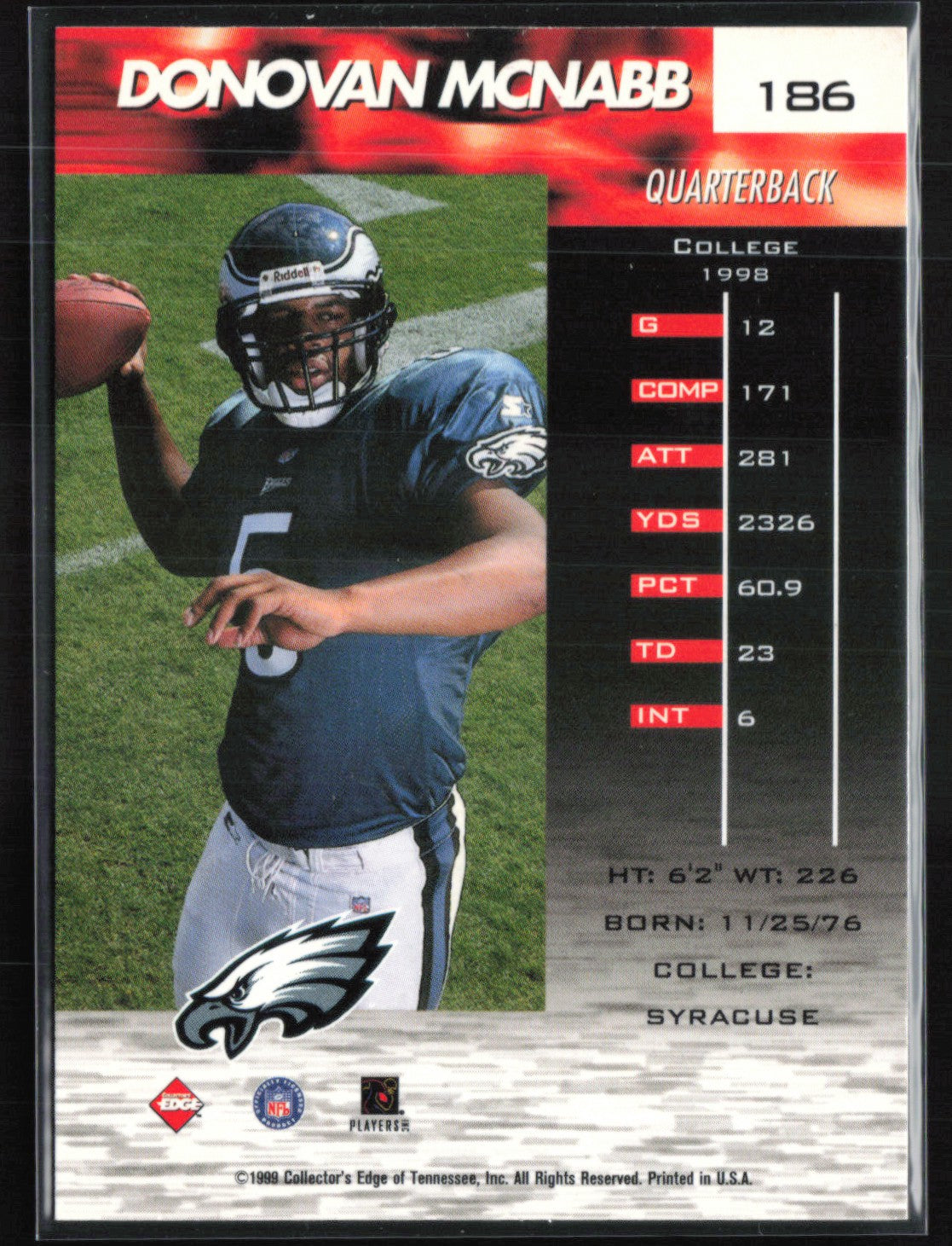 Donovan McNabb 1999 Collector's Edge Fury