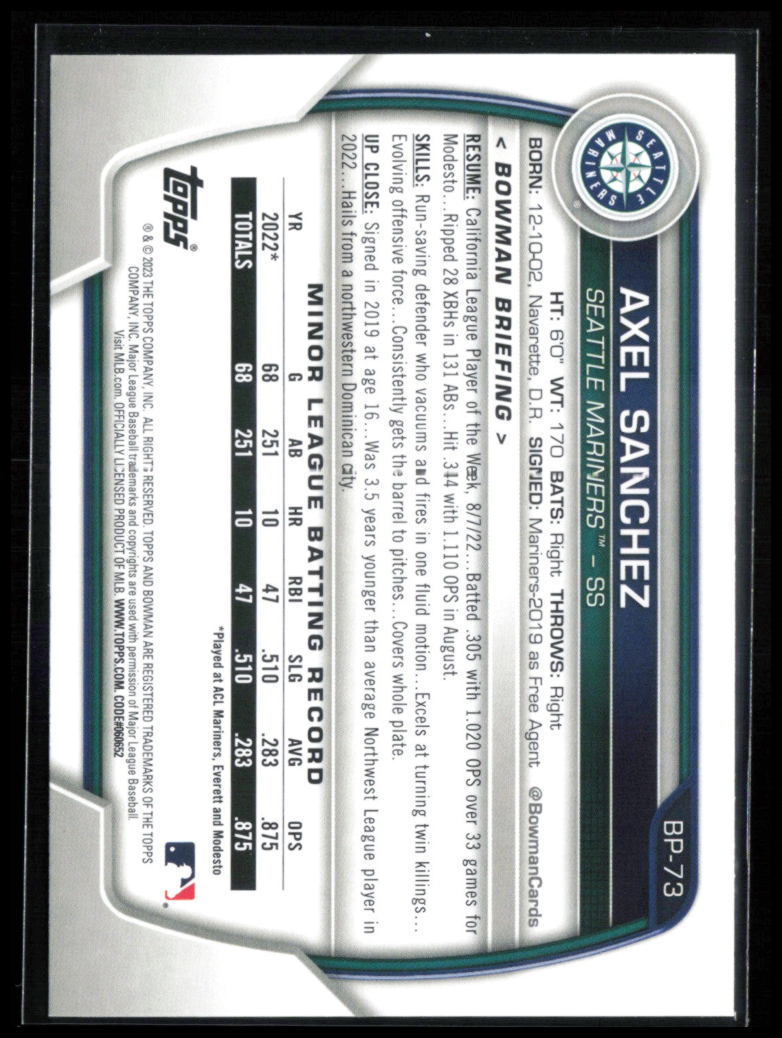 Axel Sanchez 1st Bowman