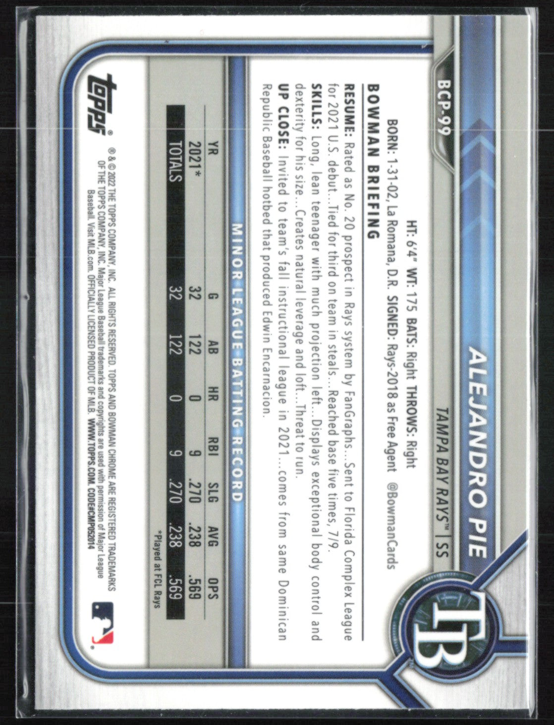 Alejandro Pie 1st Bowman Mojo