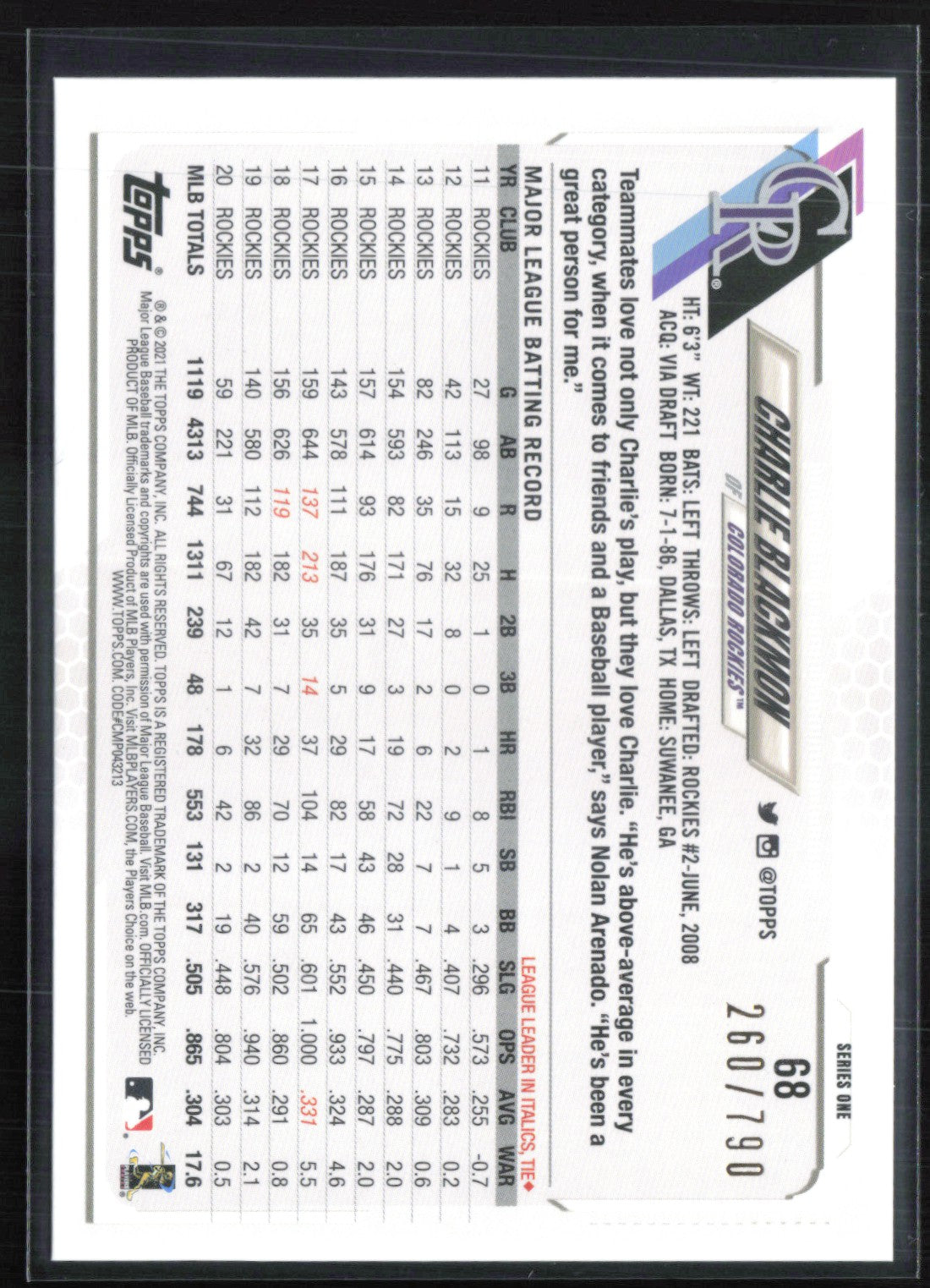 Charlie Blackmon /790