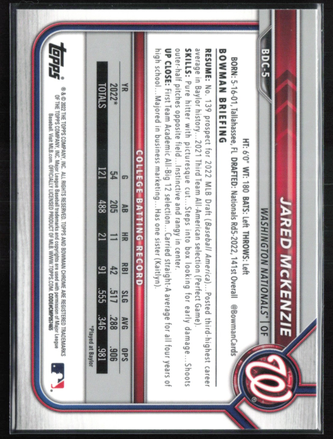 Jared McKenzie 1st Bowman Sapphire