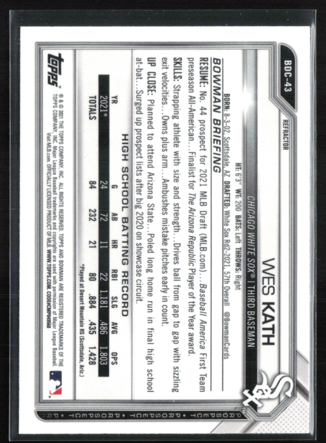 Wes Kath 1st Bowman Refractor