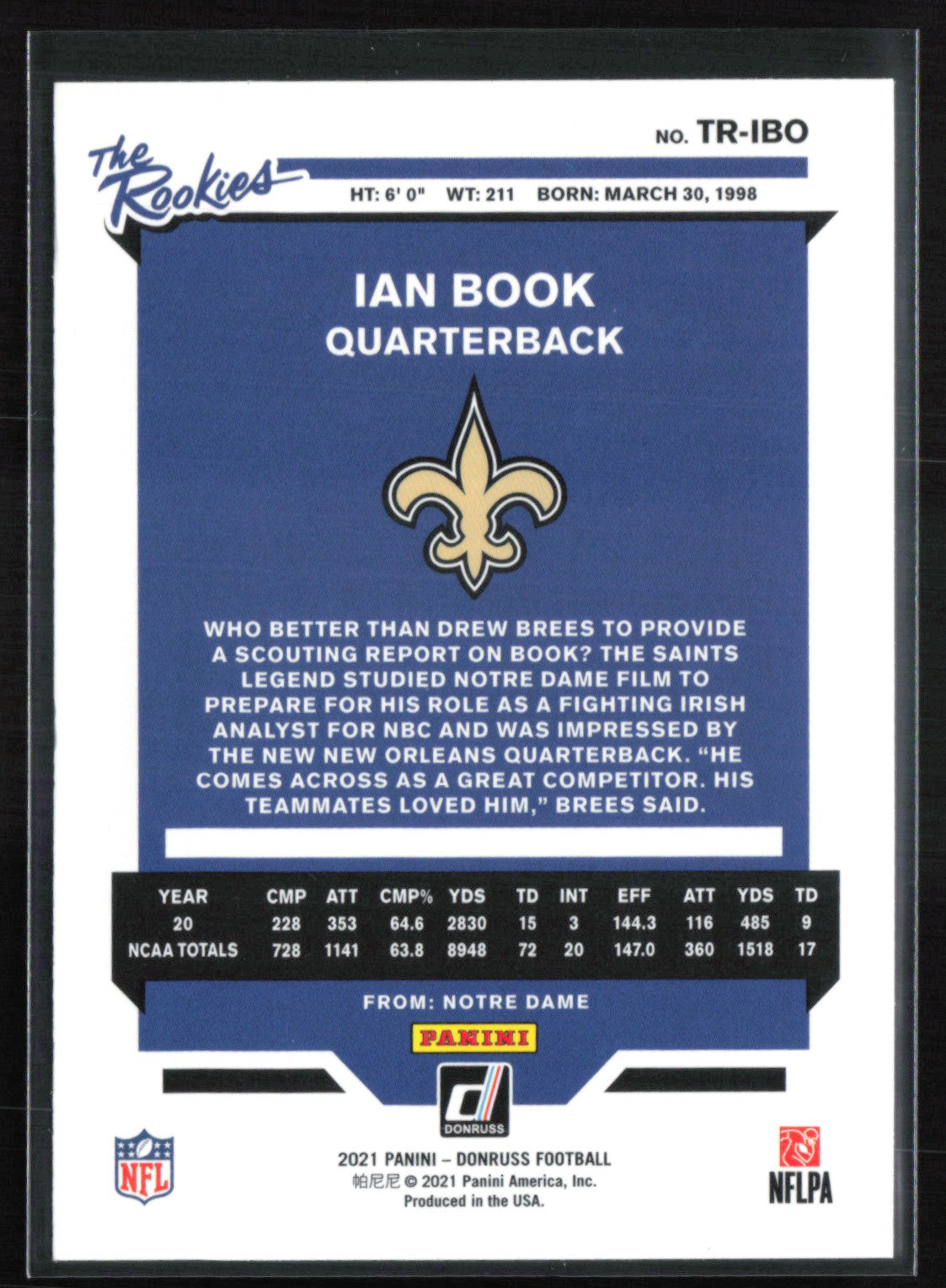 Ian Book RC The Rookies
