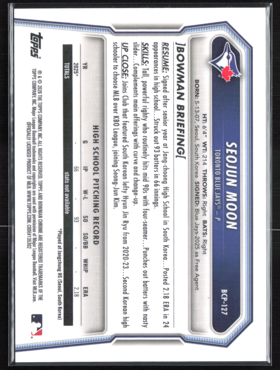 Seojun Moon 1st Bowman Reptilian Refractor