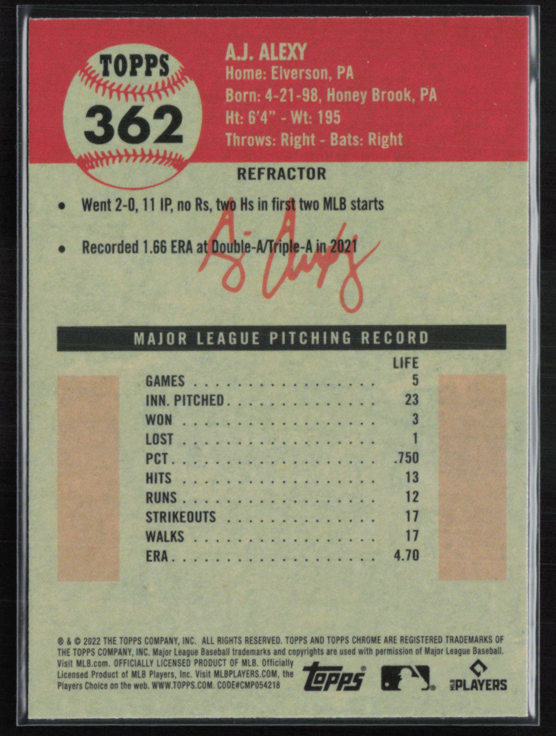 A.J. Alexy RC Refractor