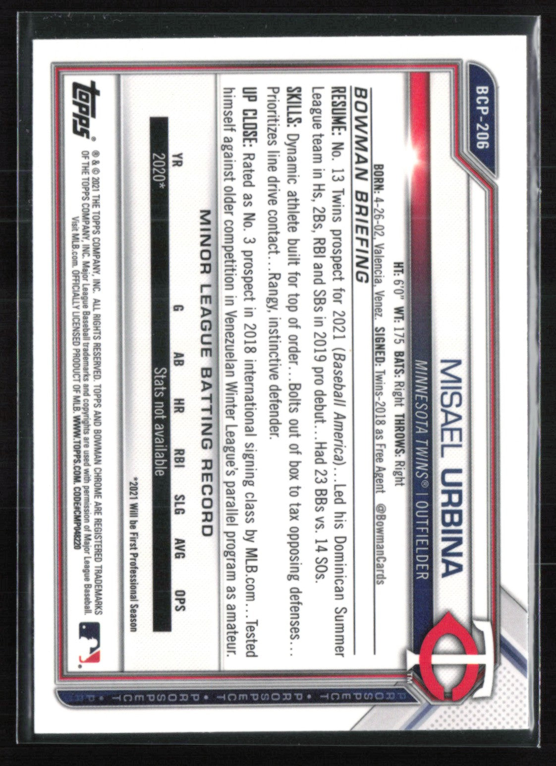 Misael Urbina 1st Bowman Mojo