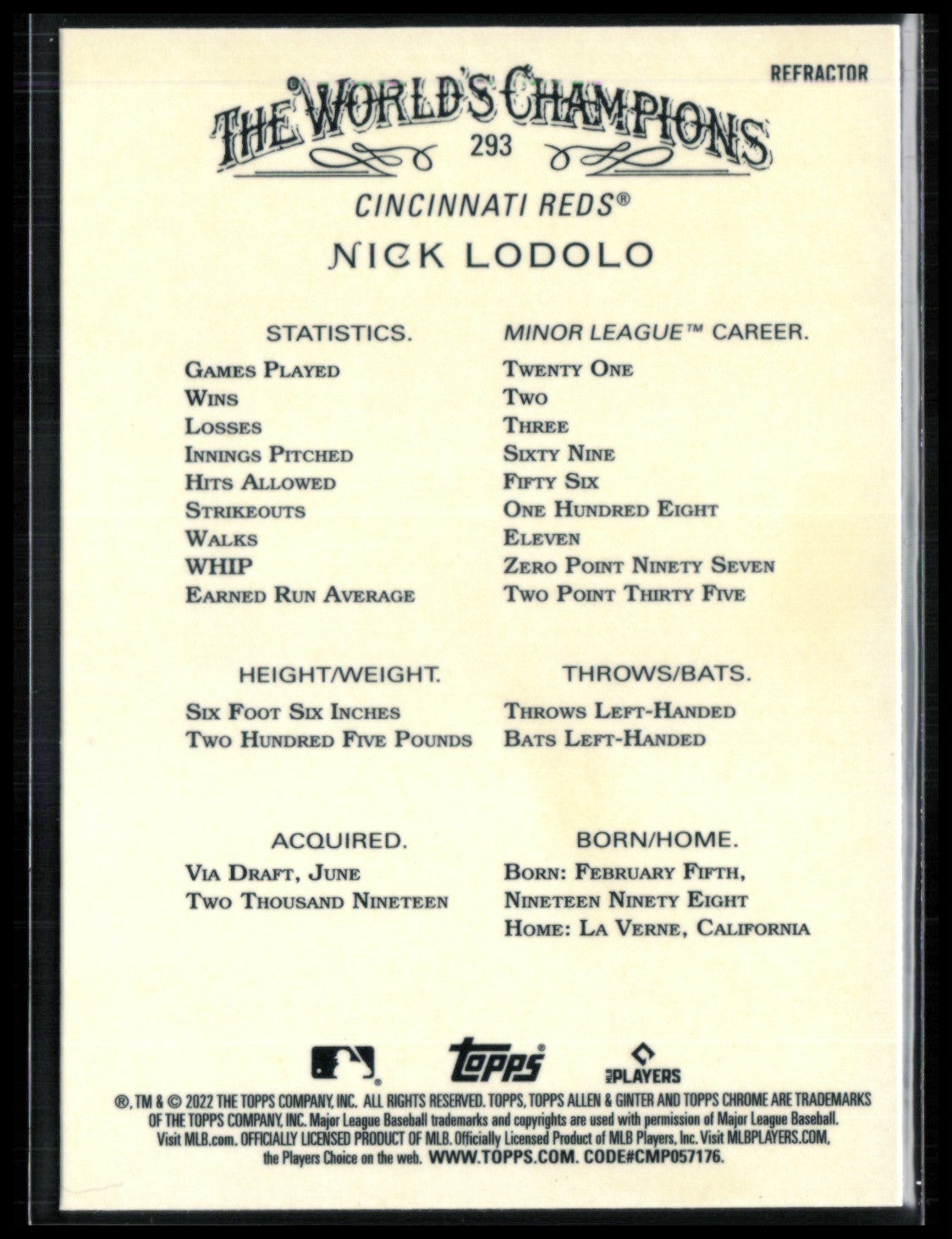 Nick Lodolo RC Refractor