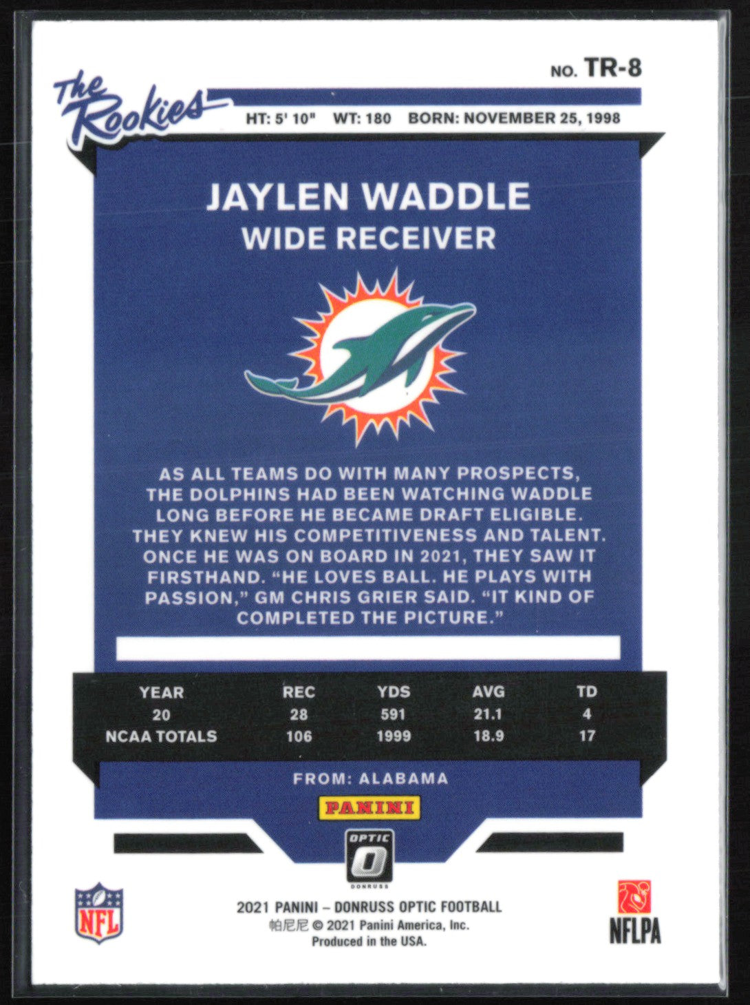 Jaylen Waddle RC The Rookies
