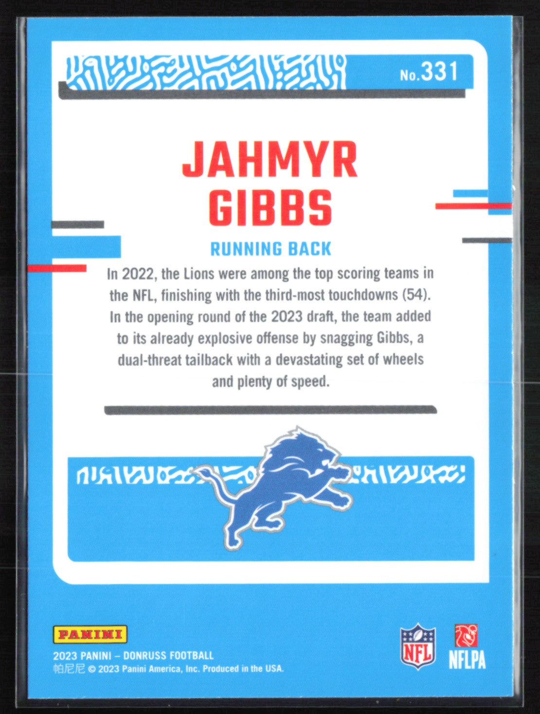 Jahmyr Gibbs RC Rated Rookie