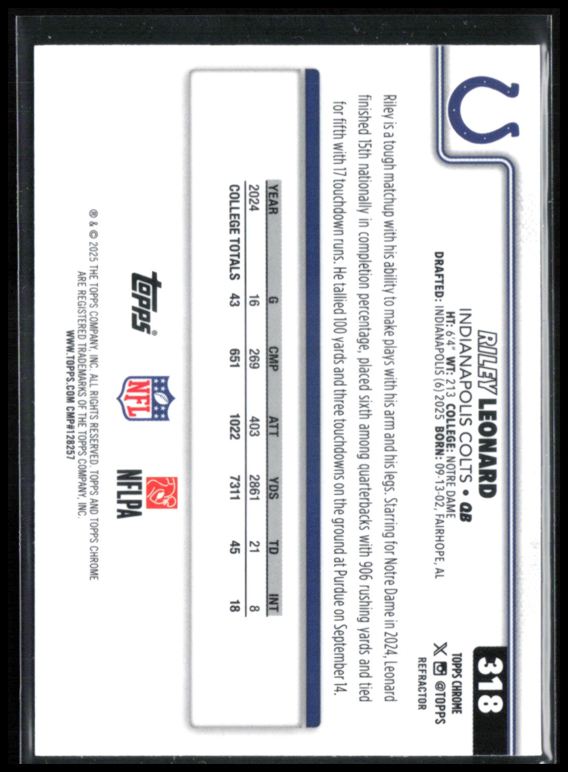 Riley Leonard RC Refractor