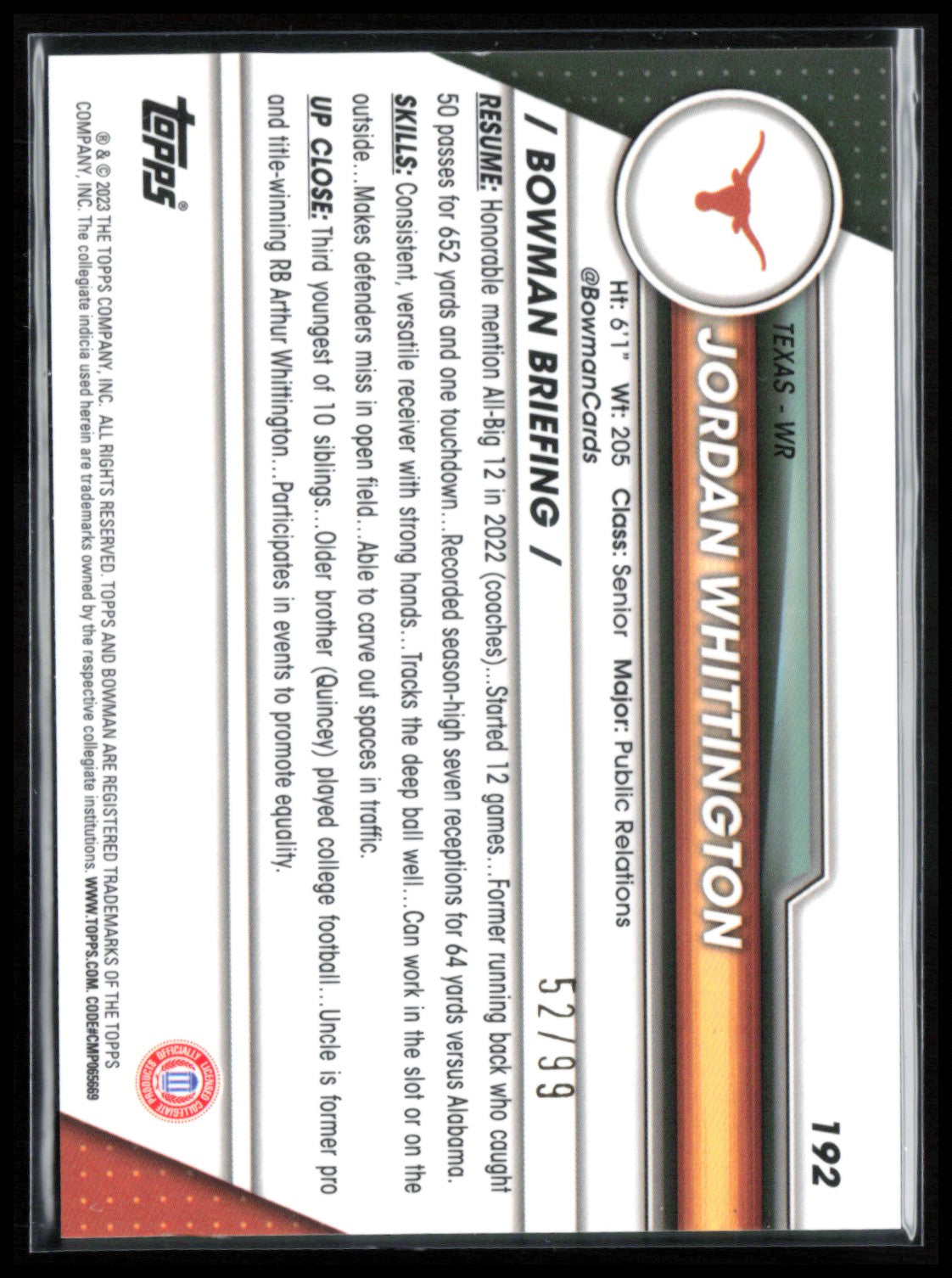 Jordan Whittington 1st Bowman Green Refractor /99