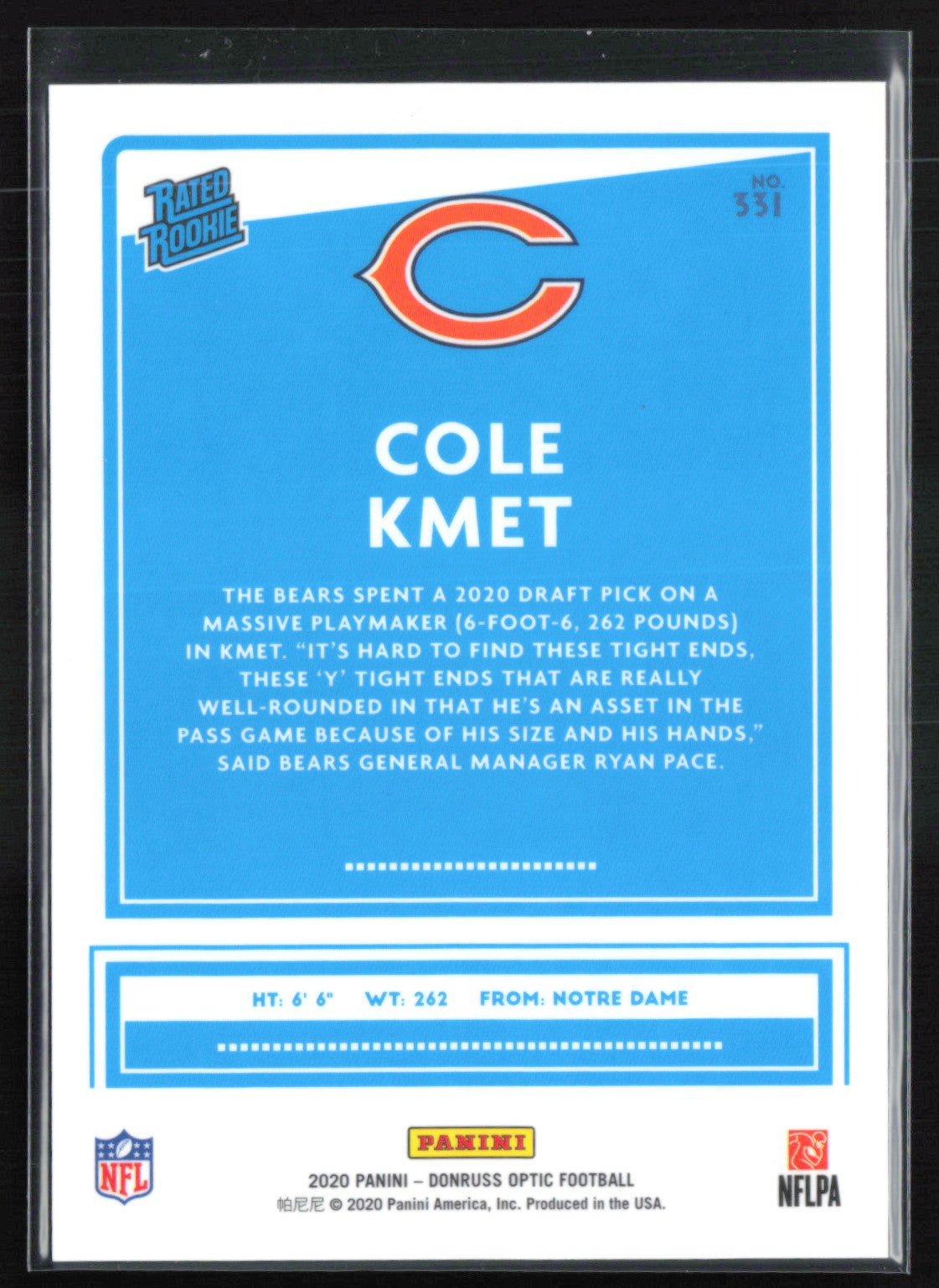 Cole Kmet RC Negative Parallel