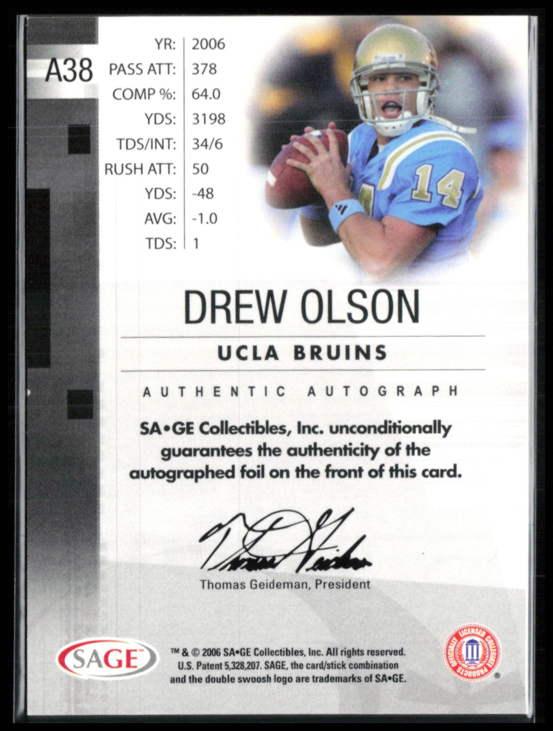Drew Olson Auto Bronze Level