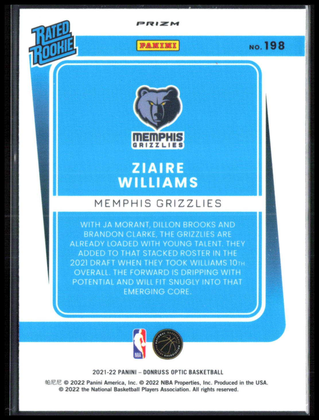 Ziaire Williams RC Blue Velocity