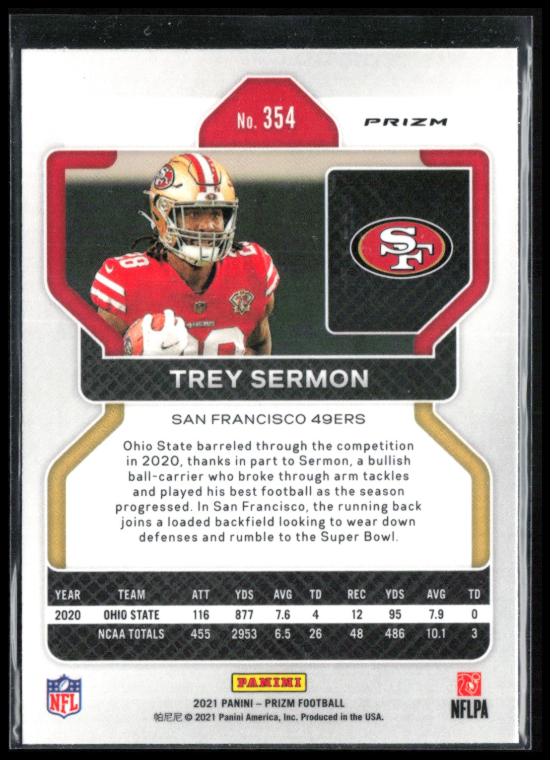 Trey Sermon RC Silver Prizm