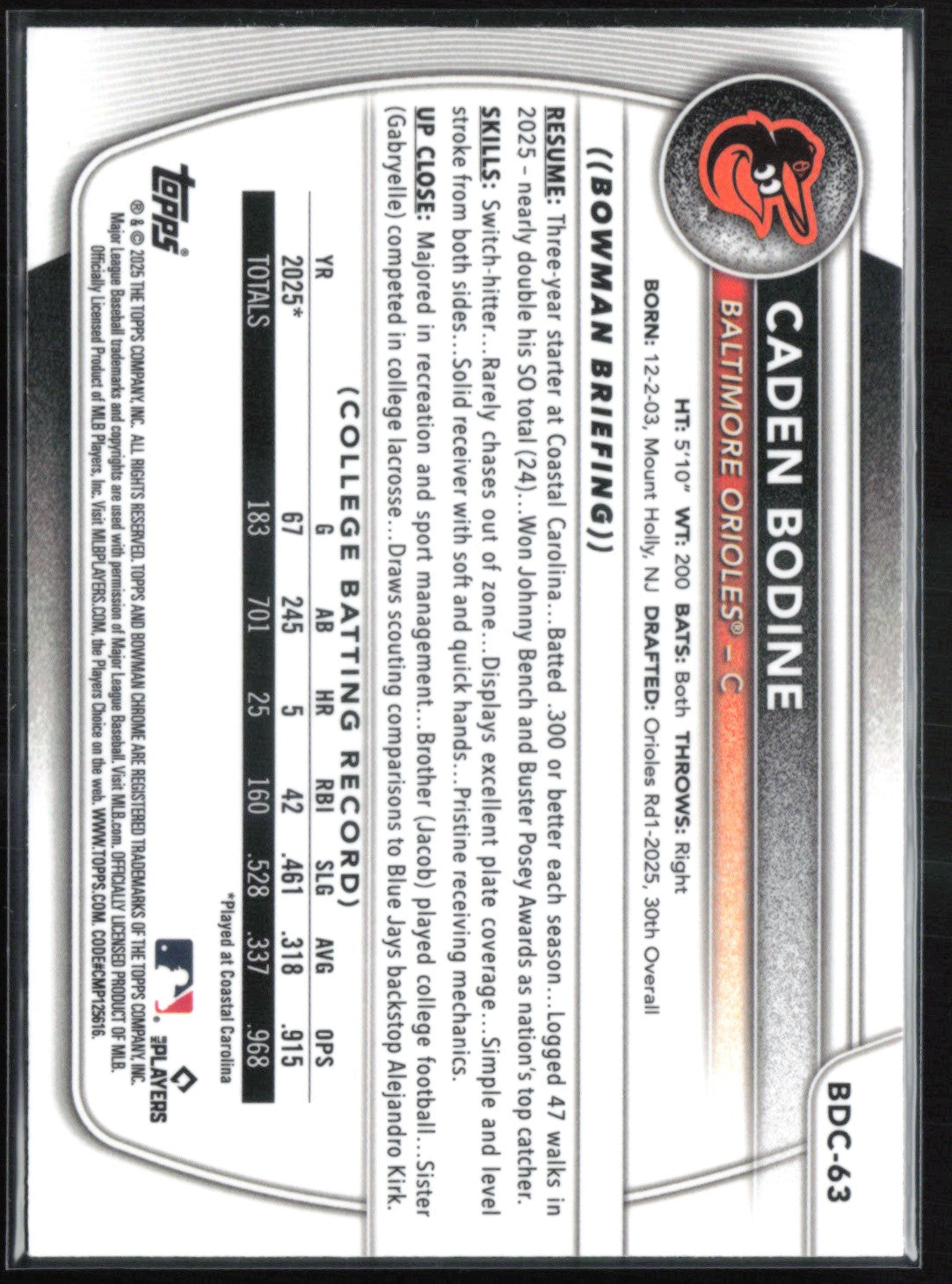 Caden Bodine 1st Bowman Mojo