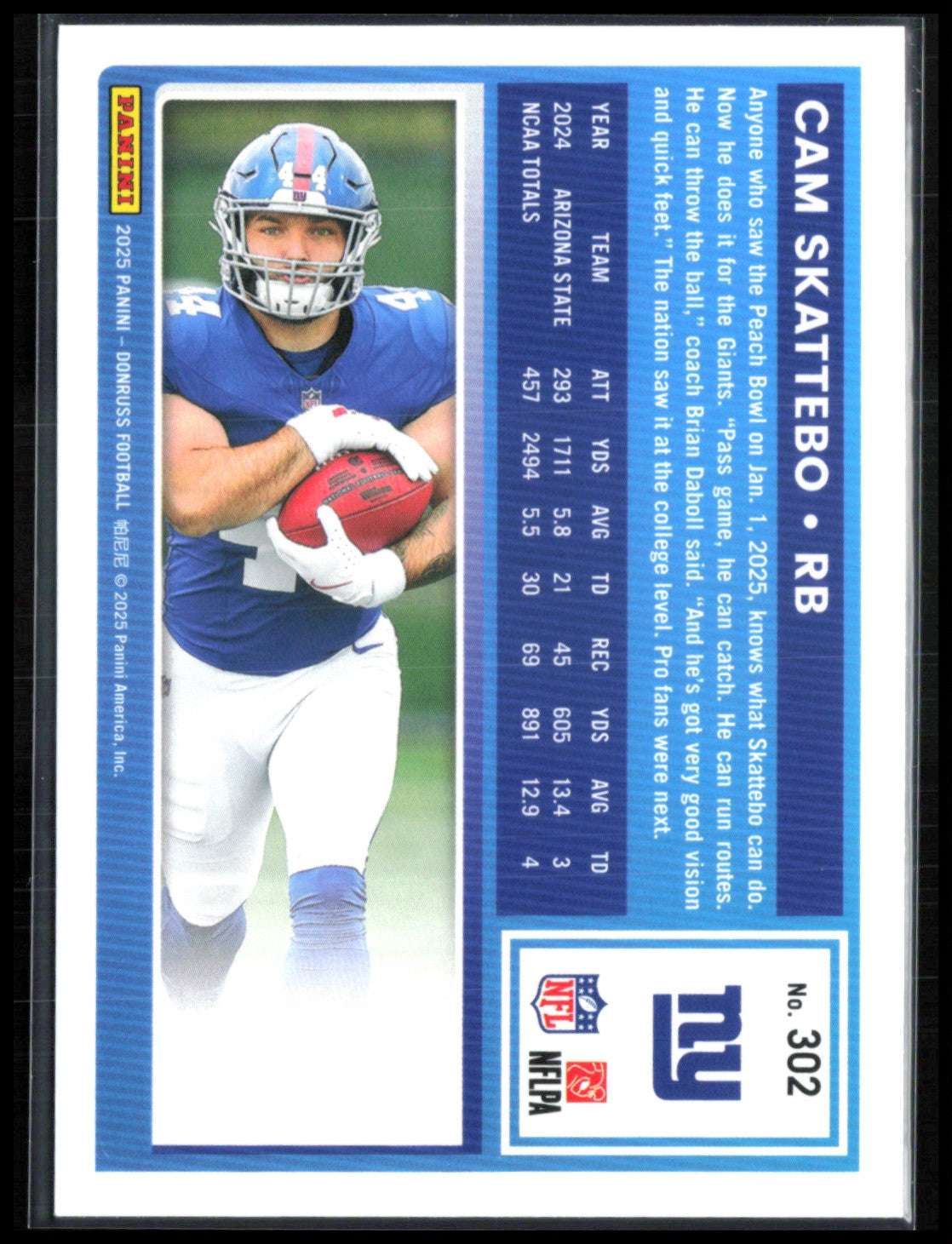 Cam Skattebo RC Rated Rookie