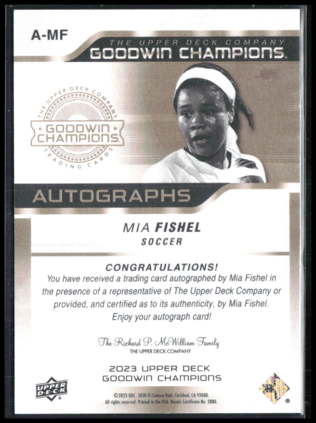Mia Fishel RC Auto 2023 UD Goodwin Champions
