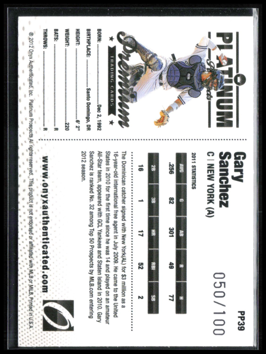 Gary Sanchez /100 Limited Edition Silver Series