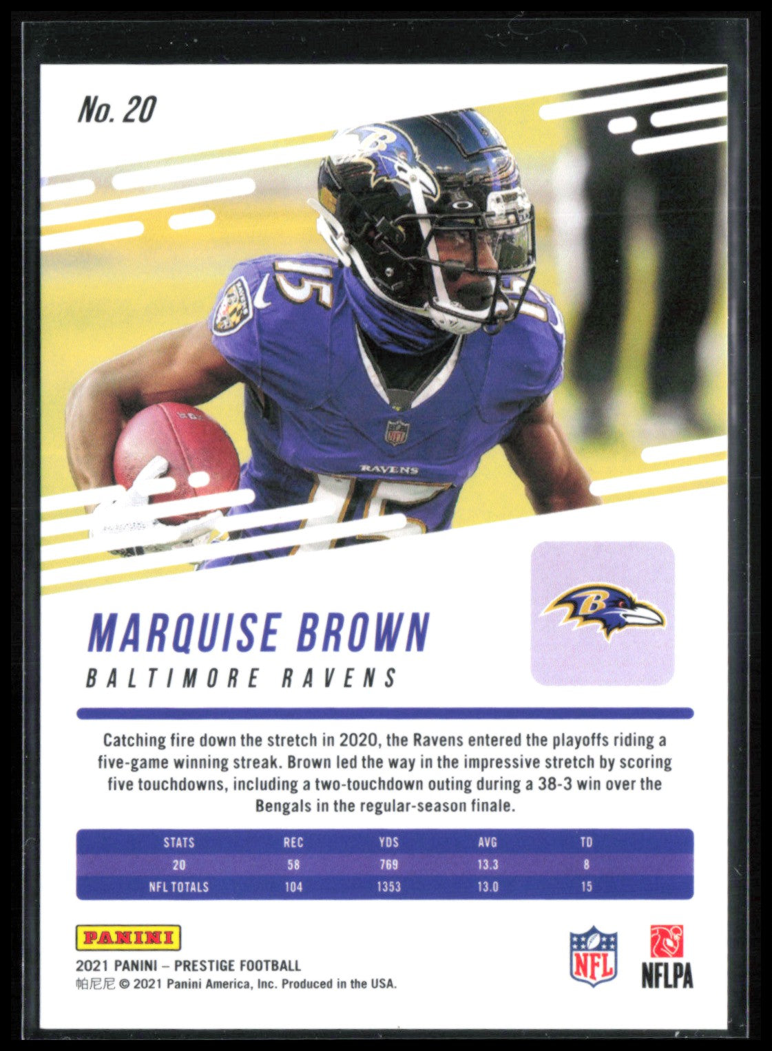 Marquise Brown Yellow /99 2021 Prestige