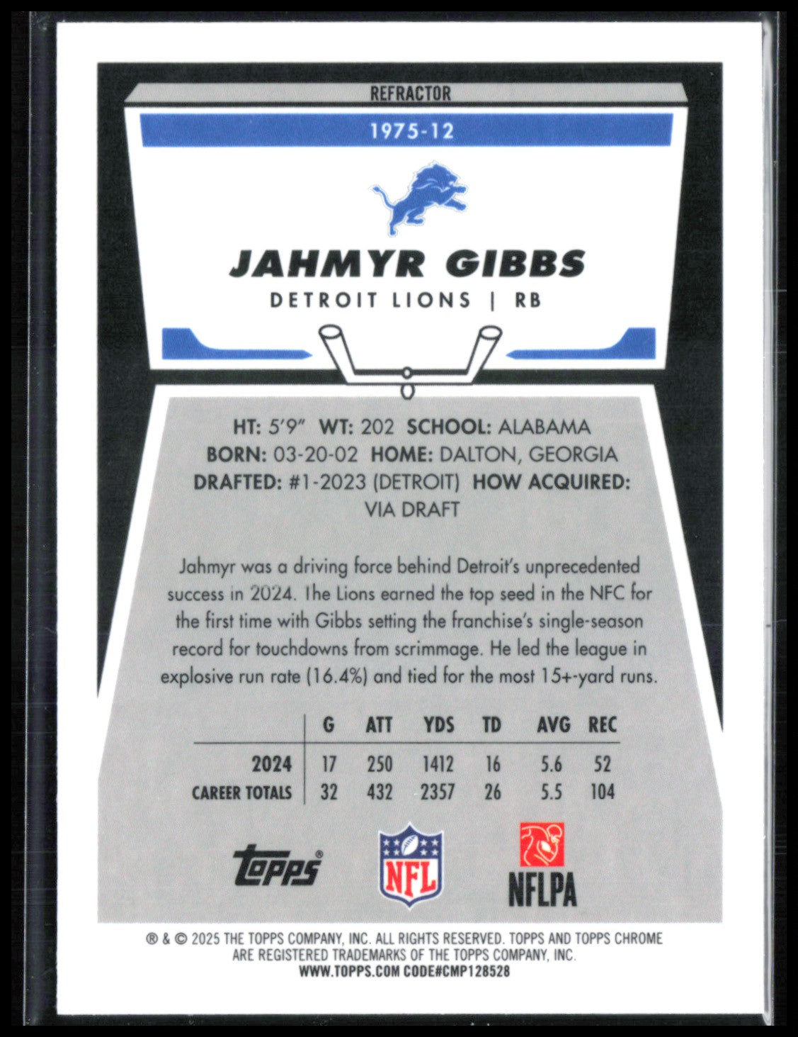 Jahmyr Gibbs Refractor