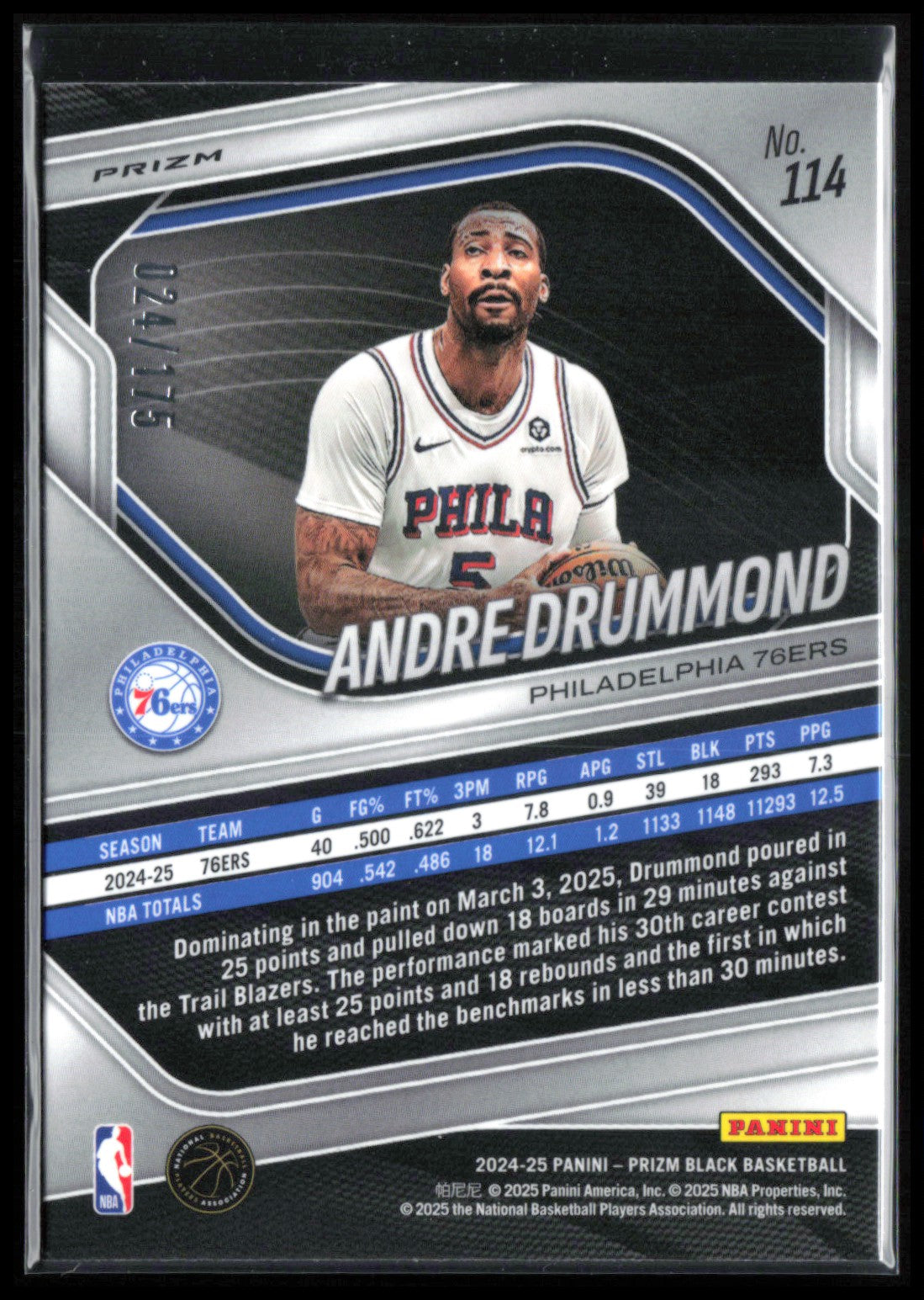 Andre Drummond Silver Prizm /175