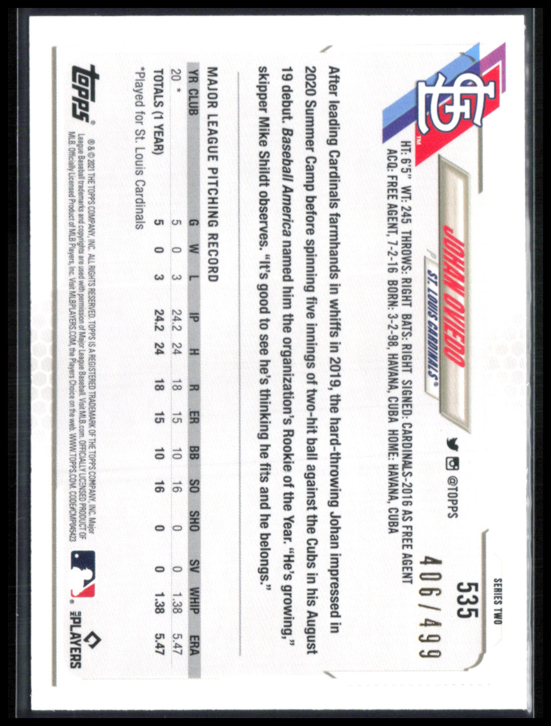 Johan Oviedo Green Crackle Foil /499