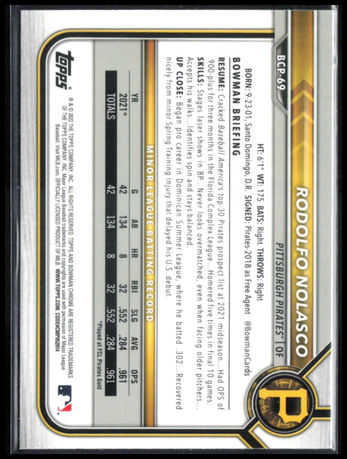 Rodolfo Nolasco 1st Bowman Mojo